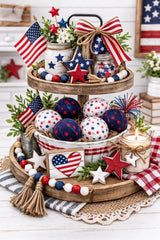 Patriotic decor ball for bowls trays and centerpieces