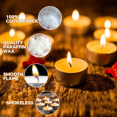 Tea light candle in glass lantern for decor