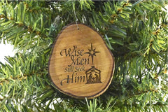 Basswood ornament with laser engraving Wise Men Still Seek Him by Whitetail Woodcrafters