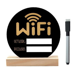 WiFi Password Sign round acrylic sign with wooden base for home