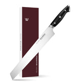 WICKWILLOW 10 inch bread knife serrated blade close up