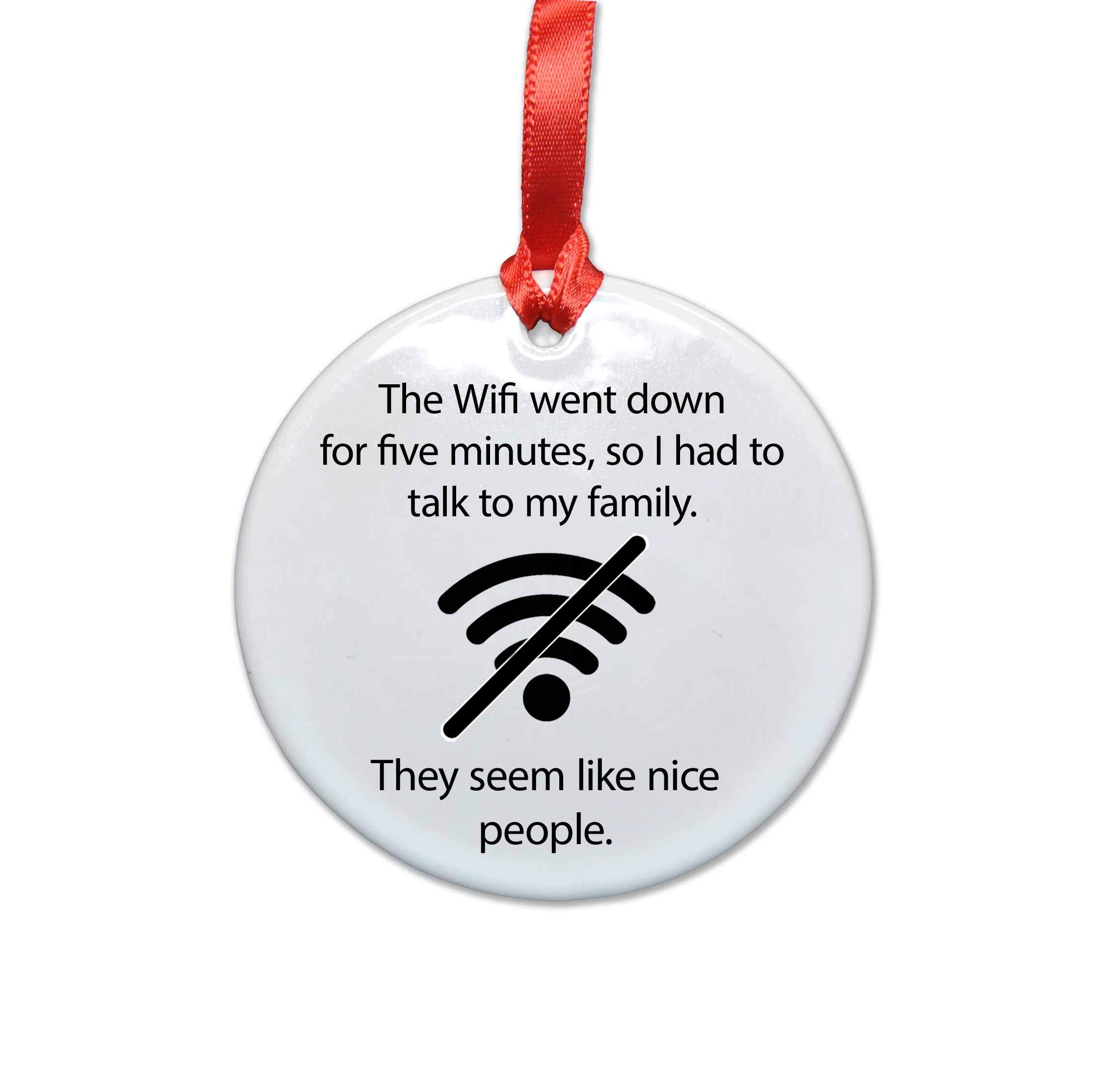 Wifi Went Down Ceramic Christmas Tree Ornament by Neurons Not Included
