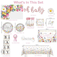 A Wildflower is On The Way backdrop for girl baby shower