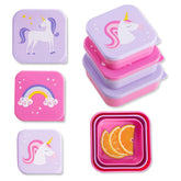 Wildkin nesting food containers for kids unicorn 3pc set
