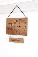 Will Return Soon Stained Clock Sign Double Sided back view