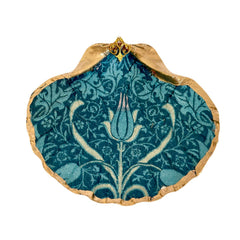 William Morris inspired trinket dish with natural shell and gold leaf edges