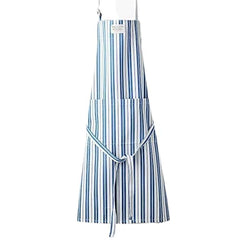 Williams Sonoma adult apron Bright Blue stripe cotton