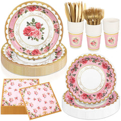 Willinglong 150pcs floral tea party set full arrangement