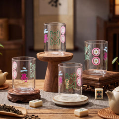 Willinglong mahjong glass cups 3.5 x 4 inches size