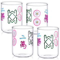 Willinglong mahjong glass cups 4 pack multicolor stemless