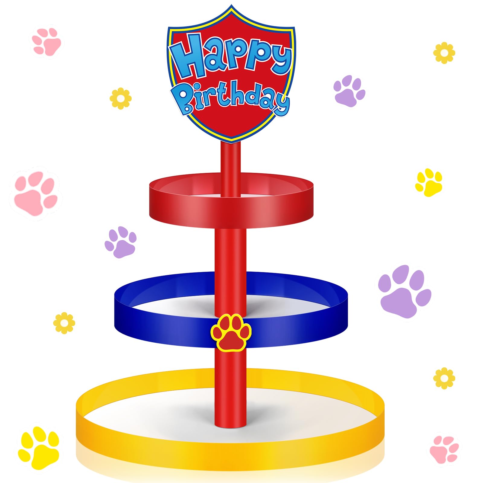 Willinglong Paw Cupcake Stand 3 Tier PVC dessert tower