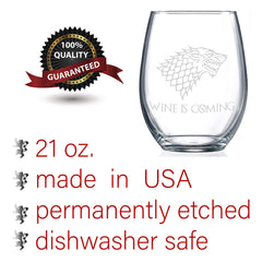 Permanently laser etched design on stemless glass