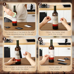 Wine bottle label remover tool with smoothing scraper