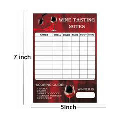 Back blank side of wine tasting scorecard for notes