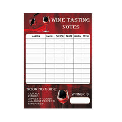 Thick cardboard construction of wine tasting scorecard