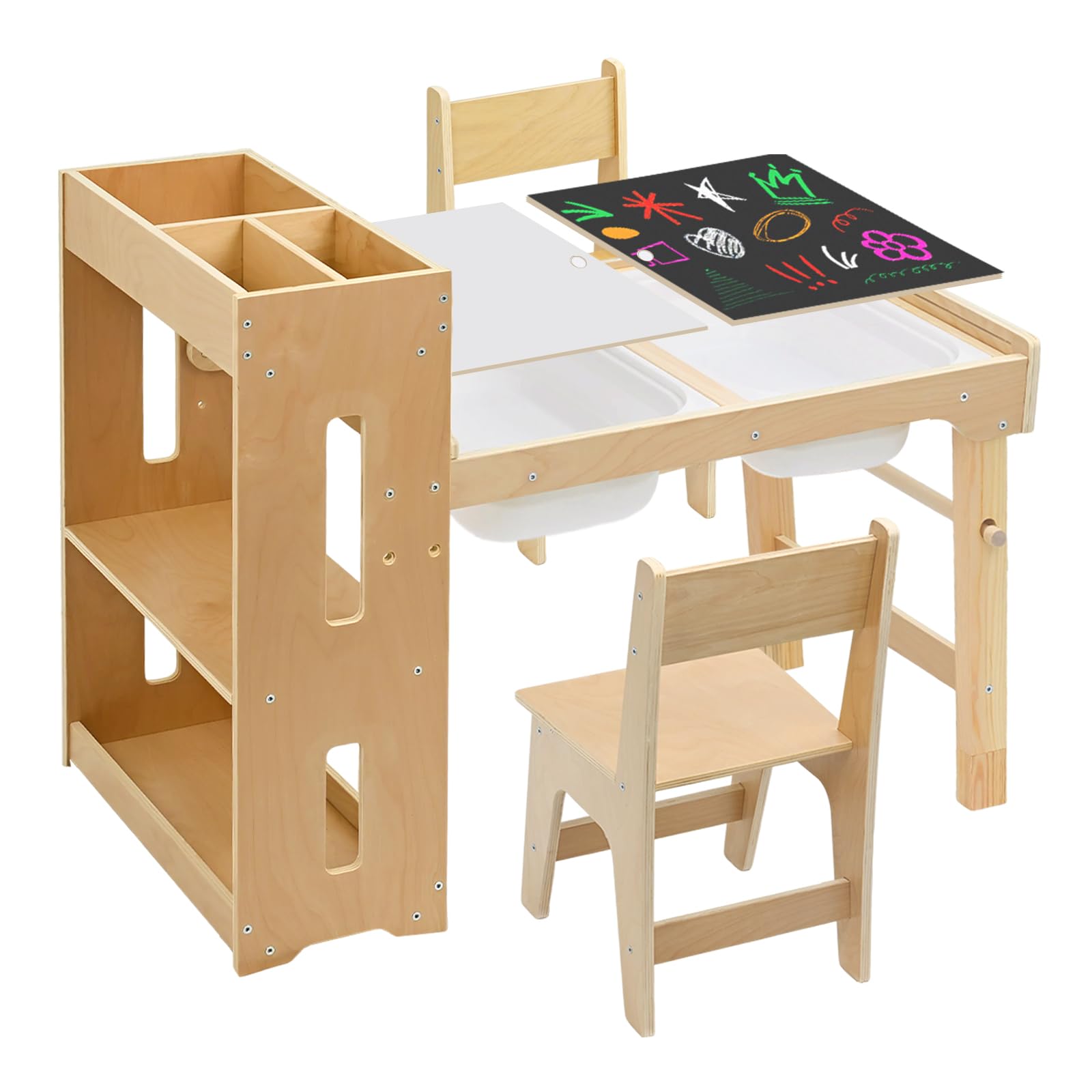 wingyz sensory table and chairs toddler set with storage cabinet