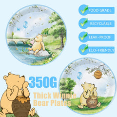 25-piece Winnie Bear party supplies with disposable cutlery