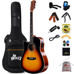 Winzz 4/4 electro acoustic guitar left handed 41 inch size