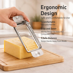 Wire slicer designed for soft and hard foods in stainless steel
