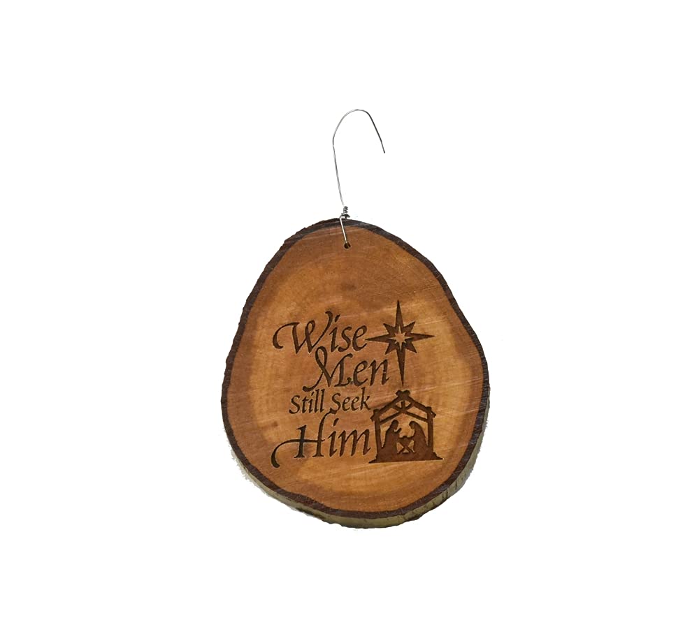 Wise Men Still Seek Him Rustic Wood Ornament Whitetail Woodcrafters 3in basswood