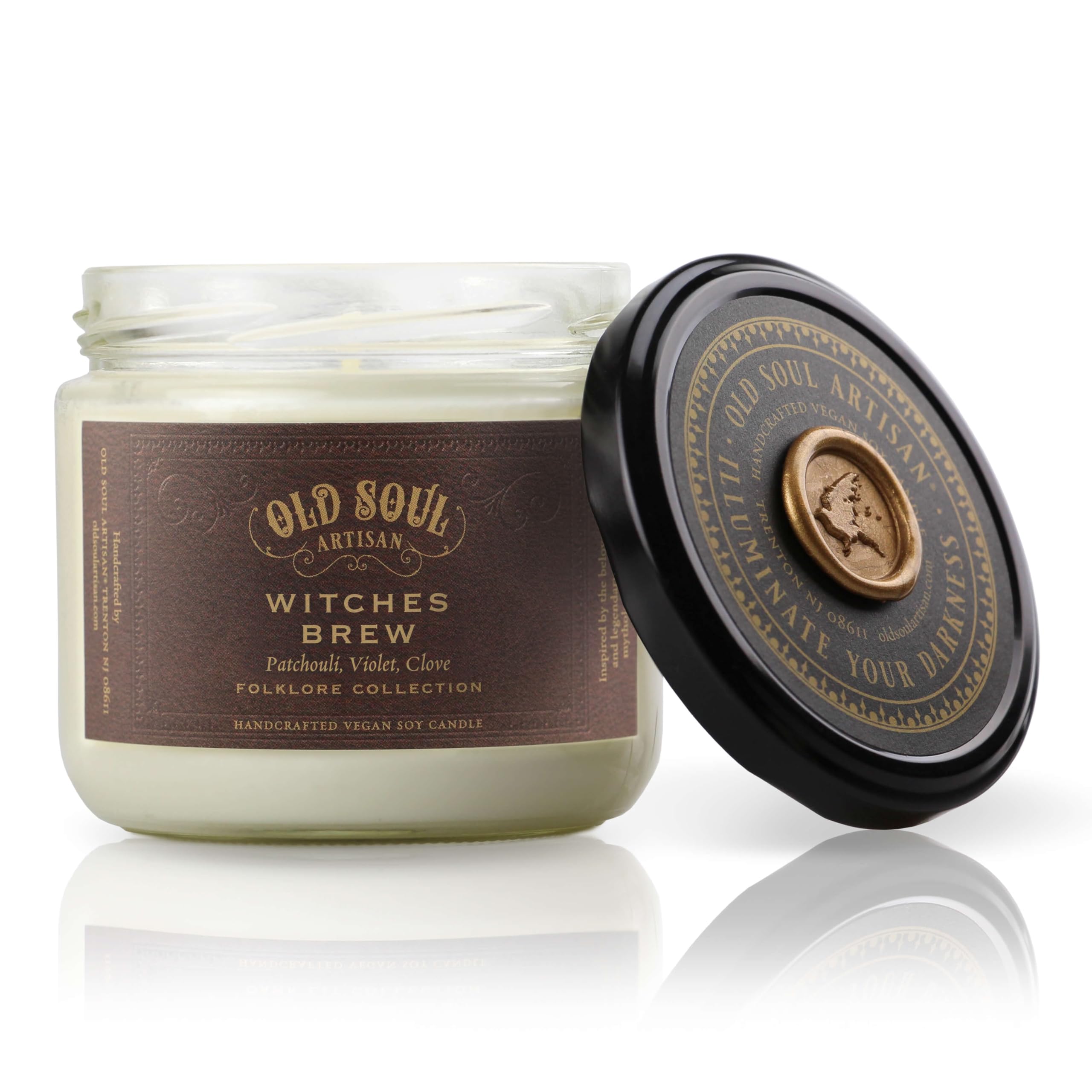 Witches Brew Soy Candle 12oz jar Patchouli Violet Clove