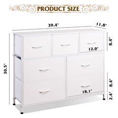 WLIVE 7 drawer dresser tv stand white sturdy steel frame detail
