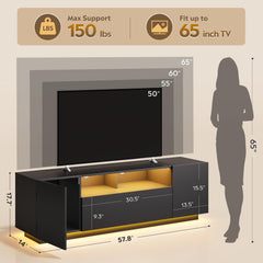 Built-in 20 color RGB LED lights on WLIVE TV Stand