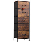 WLIVE fabric dresser bedroom with 5 drawers and wood top