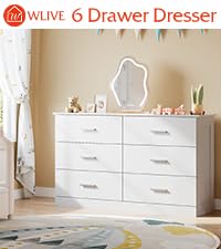 Top surface of WLIVE dresser with decor items