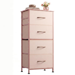 WLIVE small dresser nightstand pink with wood top