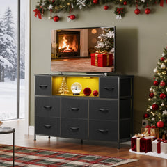 LED lights feature on WLIVE TV stand with color rhythm