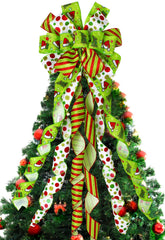 Wninbu Christmas Tree Topper Bow 44x13 inches large green bow