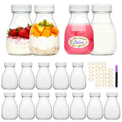 Woaiwo-q 11oz glass milk bottles with lids