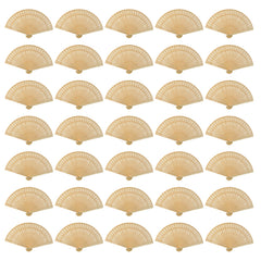 Wobe sandalwood fans 20 cm hand held folding in natural wood color