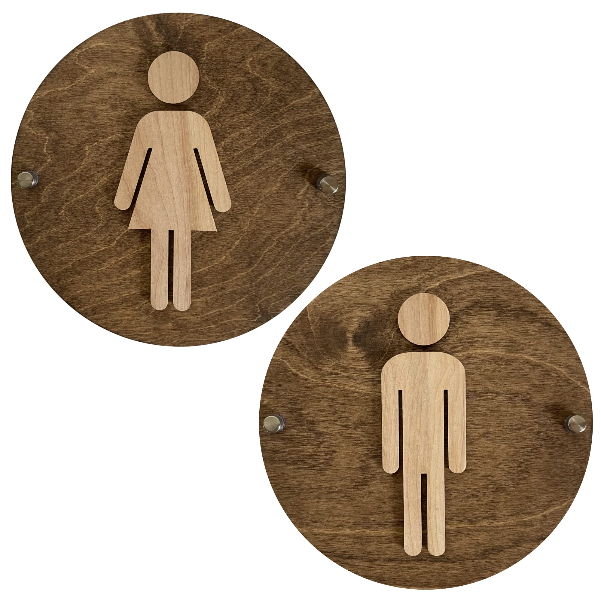 Womens Mens Unisex Office Restroom Signs on Baltic Birch Wood base