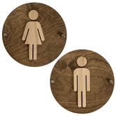 Womens Mens Unisex Office Restroom Signs on Baltic Birch Wood base