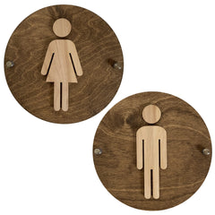 Womens Mens Unisex Office Restroom Signs on Baltic Birch Wood base