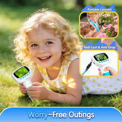 Light blue handheld microscope for kids aged 3 and up