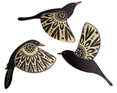 wood bird modern wall decor GO-B1X3-DE set of 3 black birds