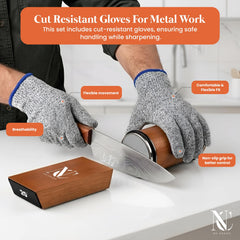 Wood body magnetic sharpener showing blade hold