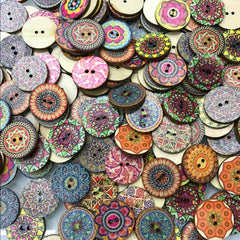 Natural wood decorative buttons for fabric
