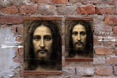 Religious wall art featuring Jesus Christ face on canvas
