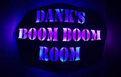 Wood led man cave sign painted Blk/Wht 23x17 with plug-in LEDs
