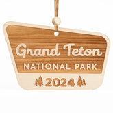 Wood National Park Ornaments Grand Teton hanging ribbon