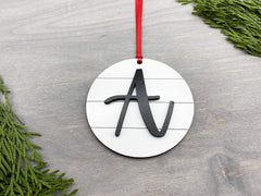 3 inch diameter finished wood ornament laser cut initial A