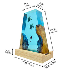Wooden base epoxy resin night light