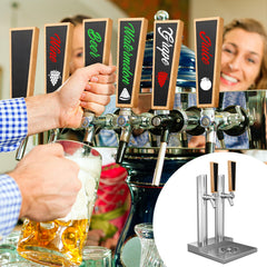 Wooden beer tap handles with erasable markers in white red light green
