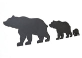 Wooden black bear family set of 3 wall decor papa mama and baby bears