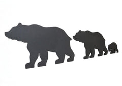 Wooden black bear family set of 3 wall decor papa mama and baby bears