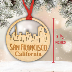 Wooden city skyline ornament California CA Baltic Birch
